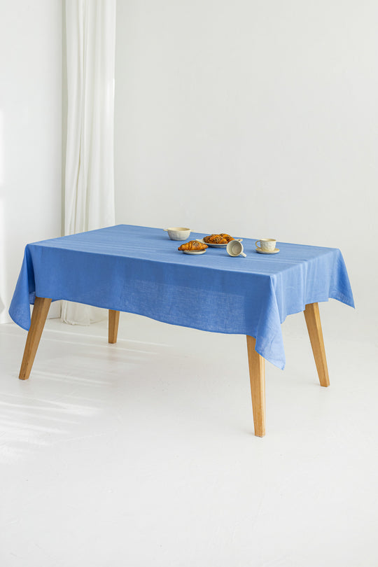 Blue linen tablecloth