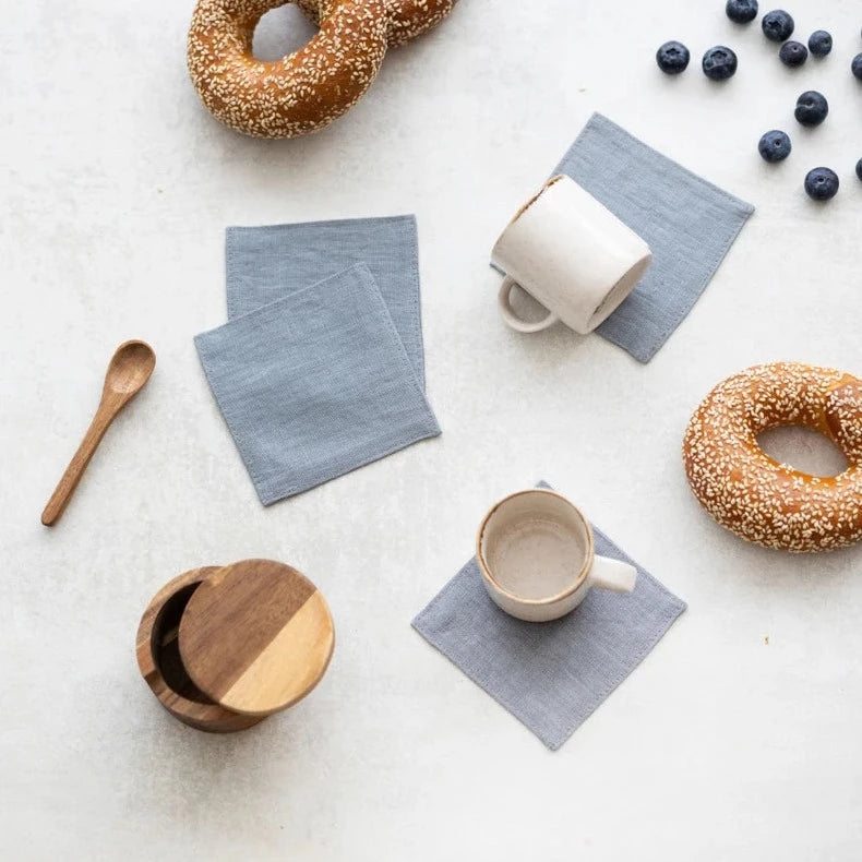 Linen Coasters Set Of 4 In Grey | Daily Linen