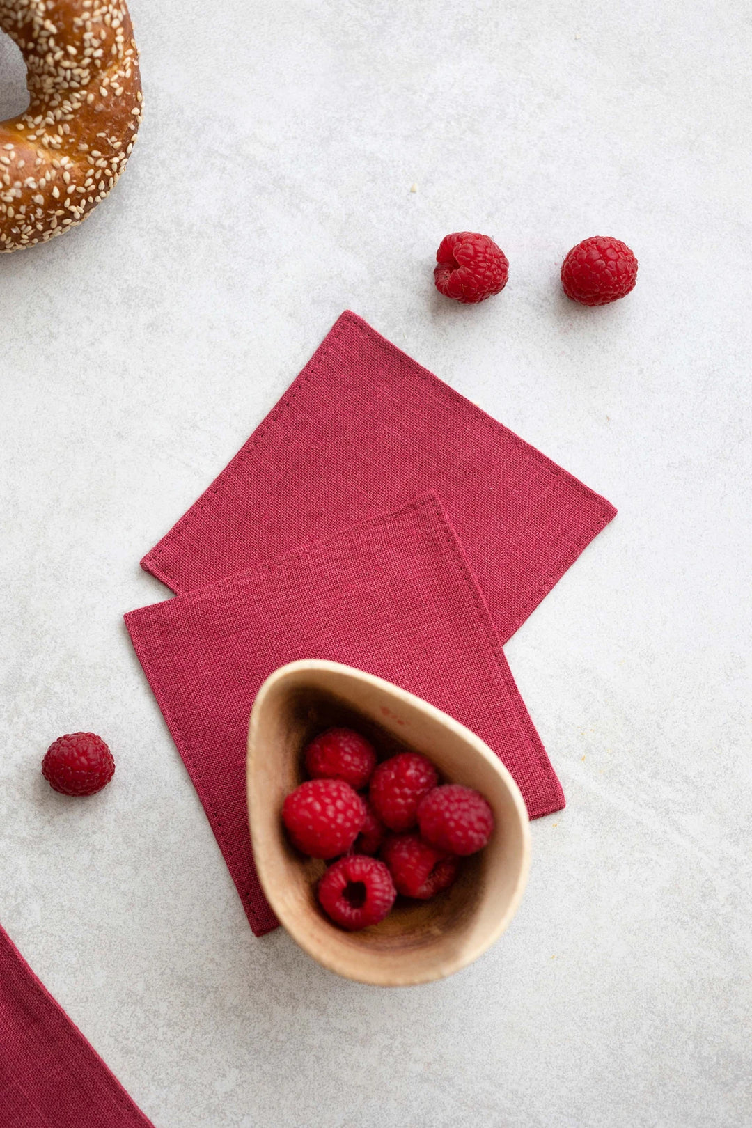 Linen Coasters Set Of 4 In Raspberry 1 | Daily Linen
