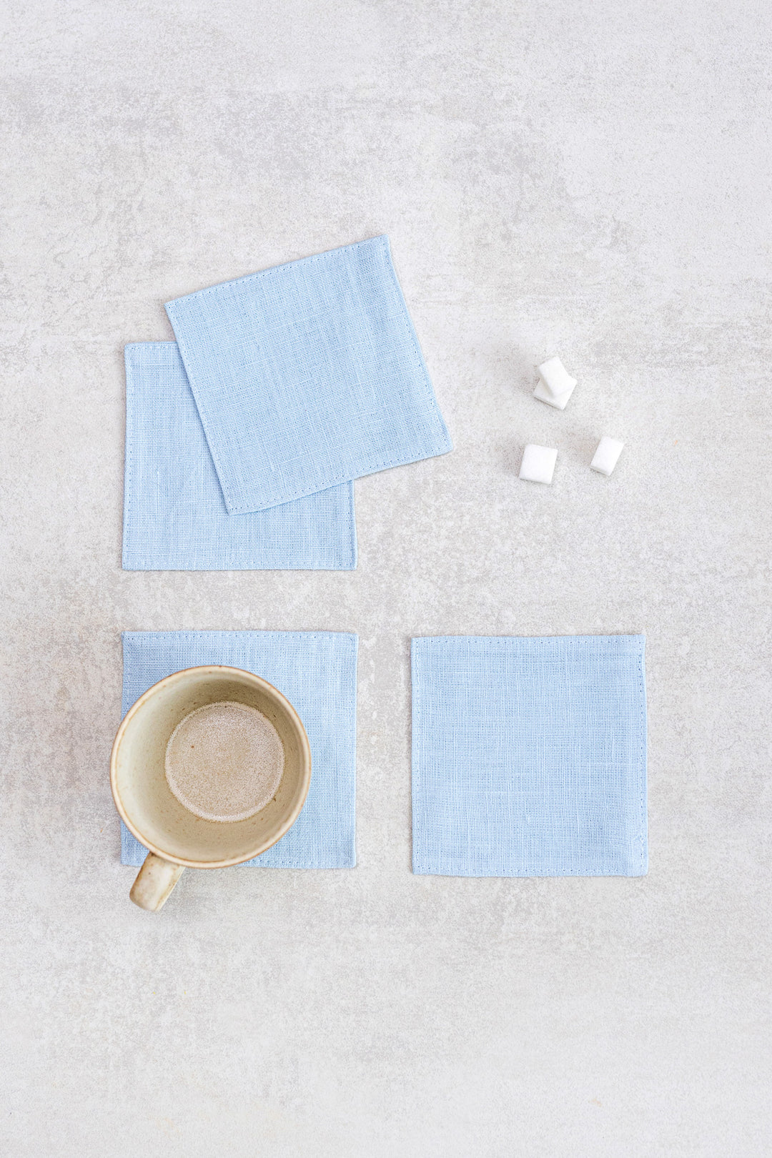 Sky Blue Color Linen Coasters Set Of 4 - Daily Linen