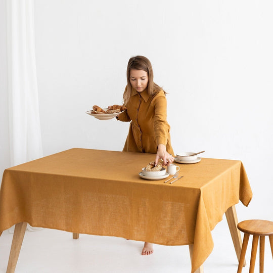 Amber Yellow Linen Tablecloth | Daily Linen