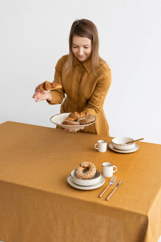 Amber Yellow Linen Tablecloth | Daily Linen