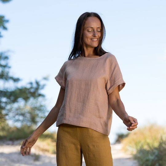 Linen Blouse NORA Powder Color 1 - Daily Linen