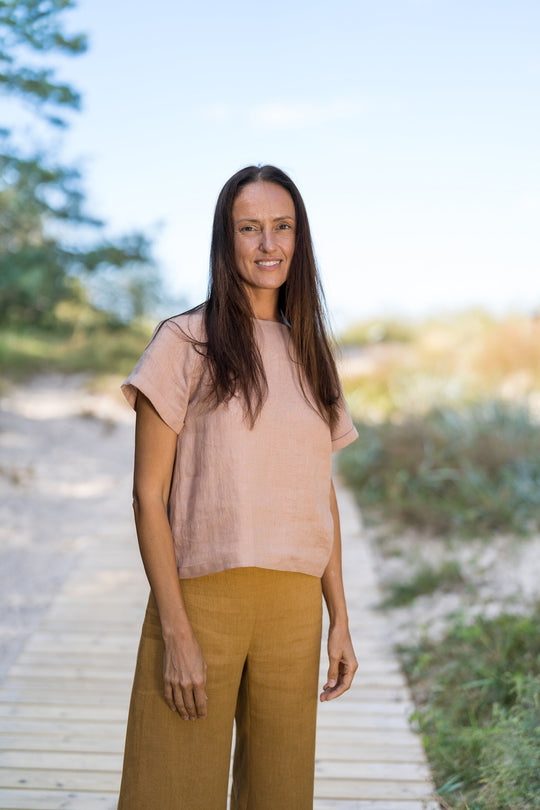Linen Blouse NORA Powder Color 2 - Daily Linen