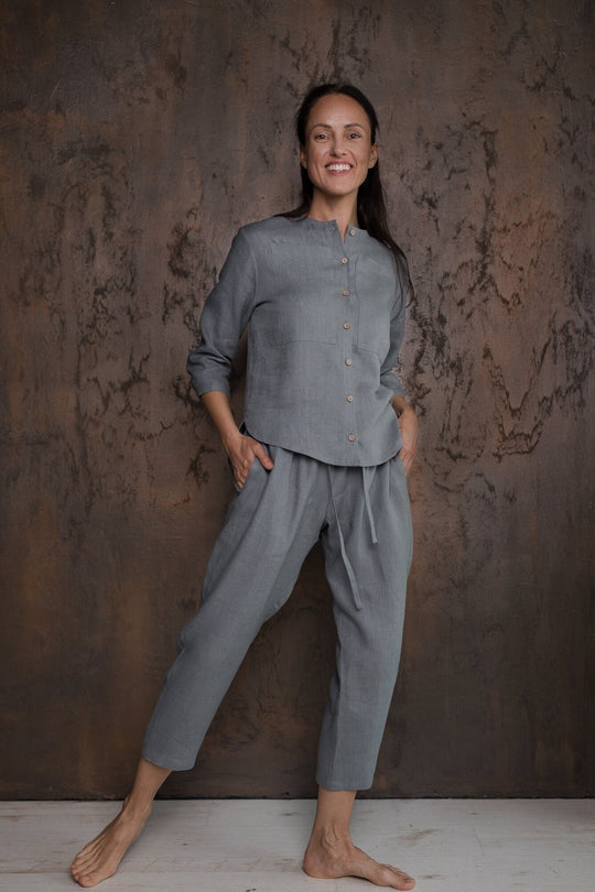 Linen Button Down Shirt ICEBERG 3