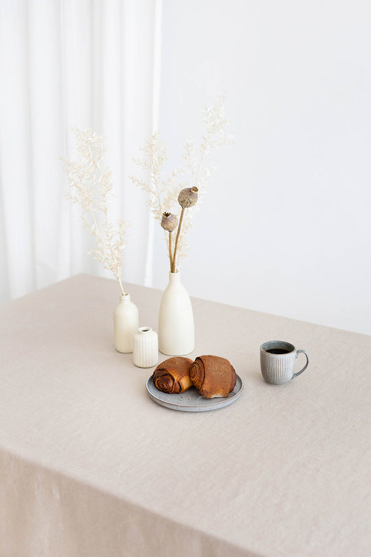 Table Covered With Linen Tablecloth In Natural Color 7 - Daily Linen