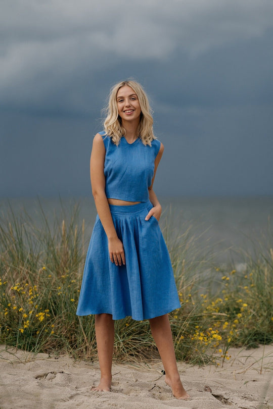 Linen Crop Top With Tie Back ROME 3 | Daily Linen