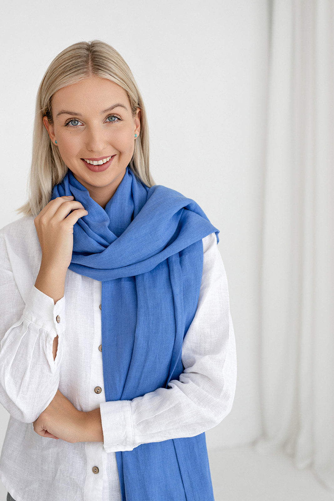 Linen scarf blue color - Daily Linen 1