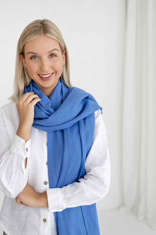 Linen scarf blue color - Daily Linen 1