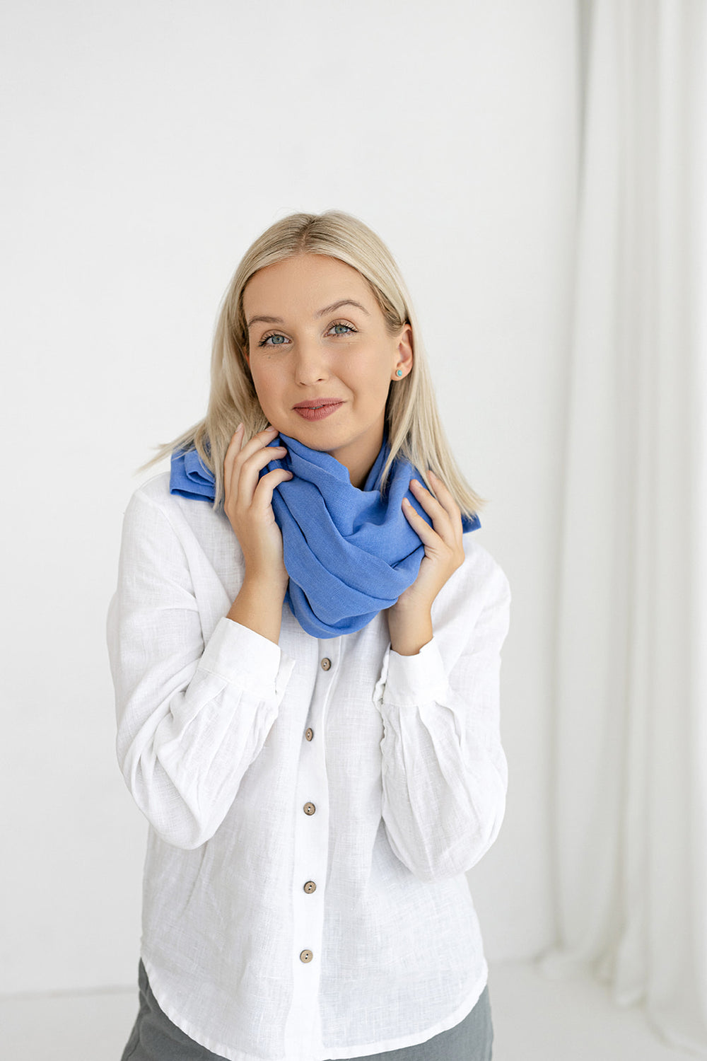 Linen scarf blue color - Daily Linen 2