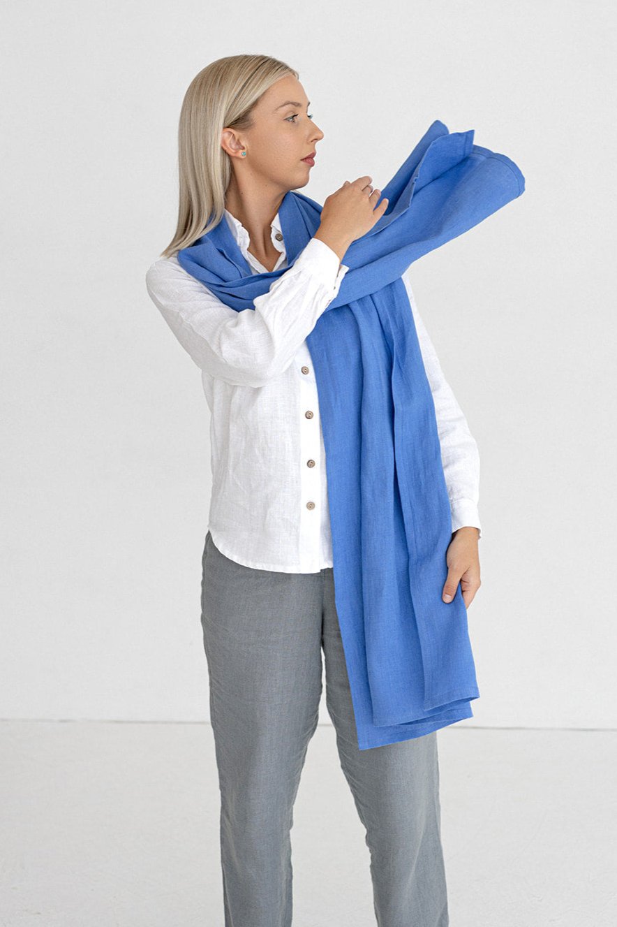 Linen scarf blue color - Daily Linen 3