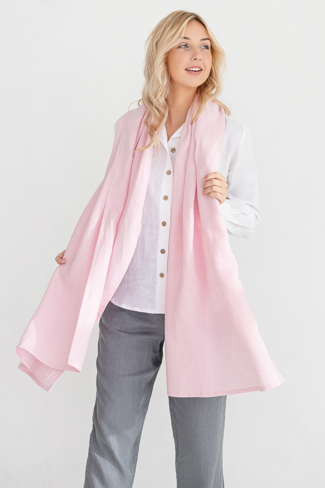 Linen scarf dusty rose color - Daily Linen