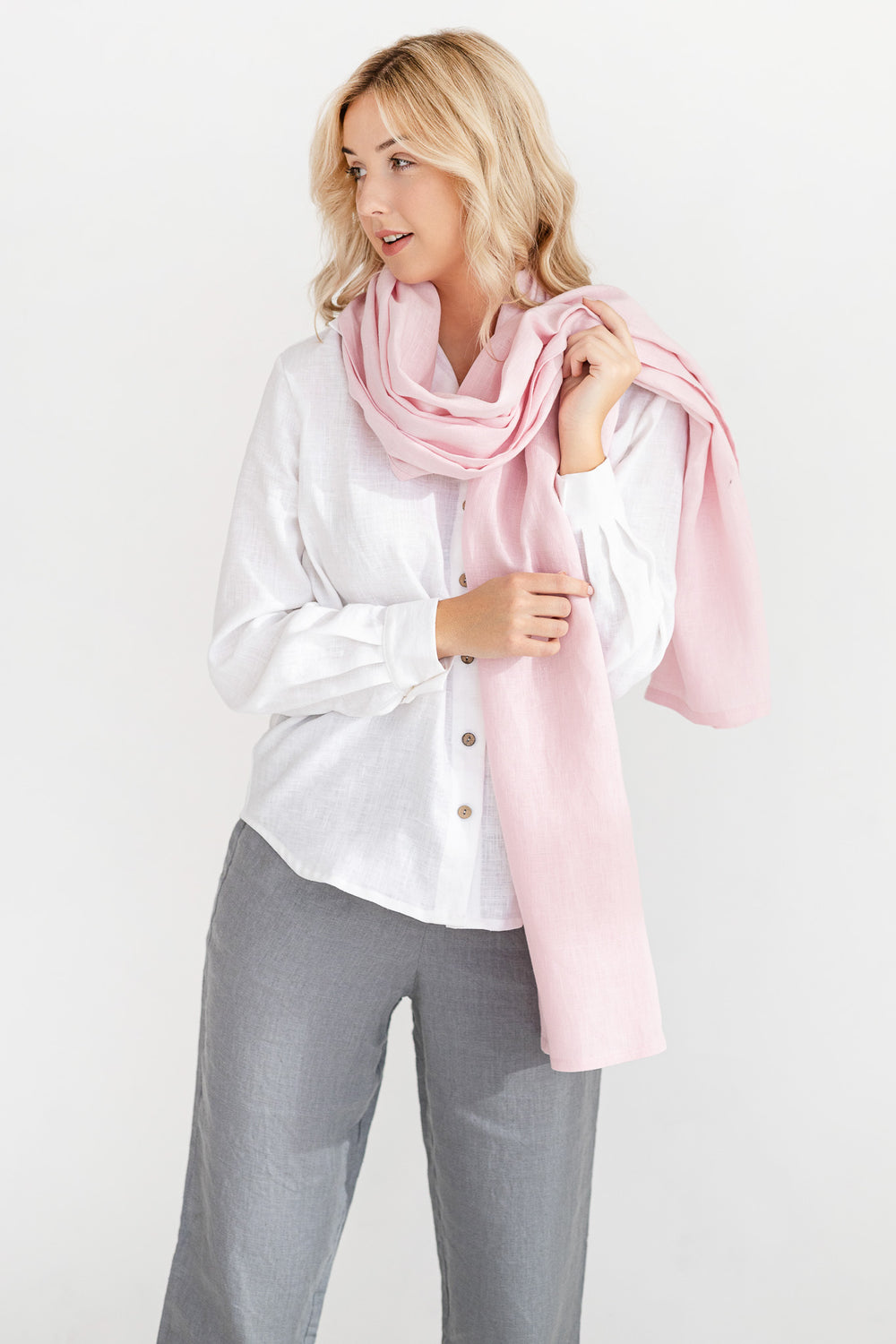 Linen scarf dusty rose color - Daily Linen