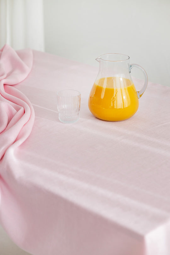 Linen tablecloth with orange juices in dusty rose color - Daily Linen