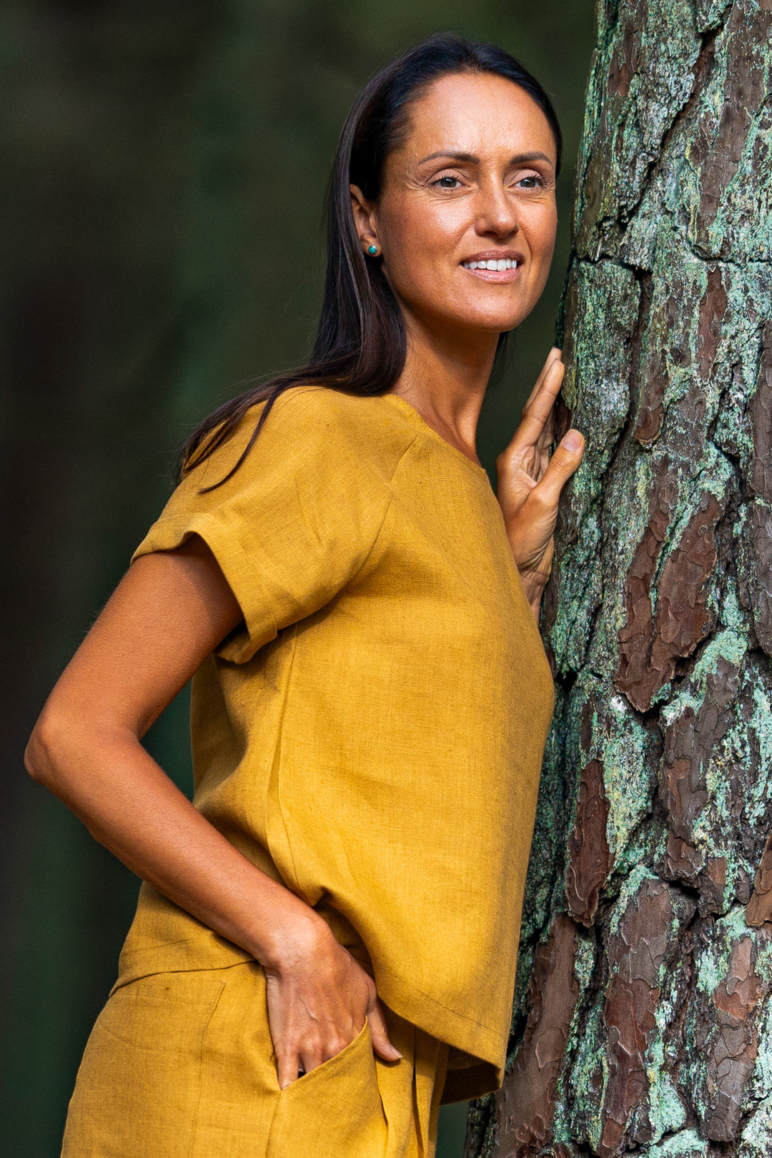 Linen Blouse Nora Amber Yellow Color 4 - Daily Linen