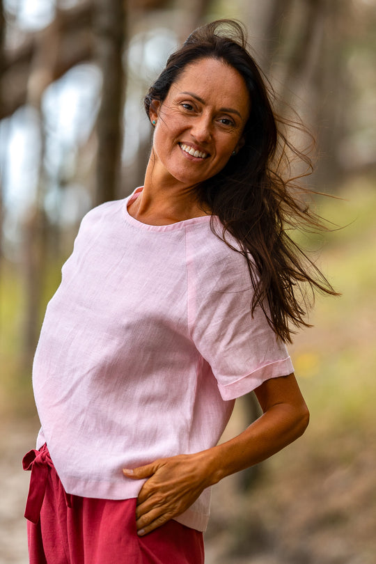 Linen Blouse Nora Dusty Rose Color 3 - Daily Linen