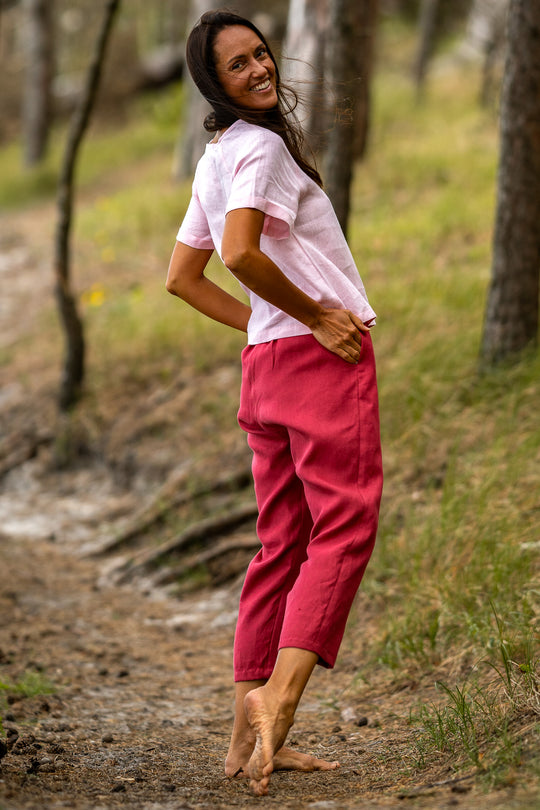 Linen Blouse Nora Dusty Rose Color 6 - Daily Linen