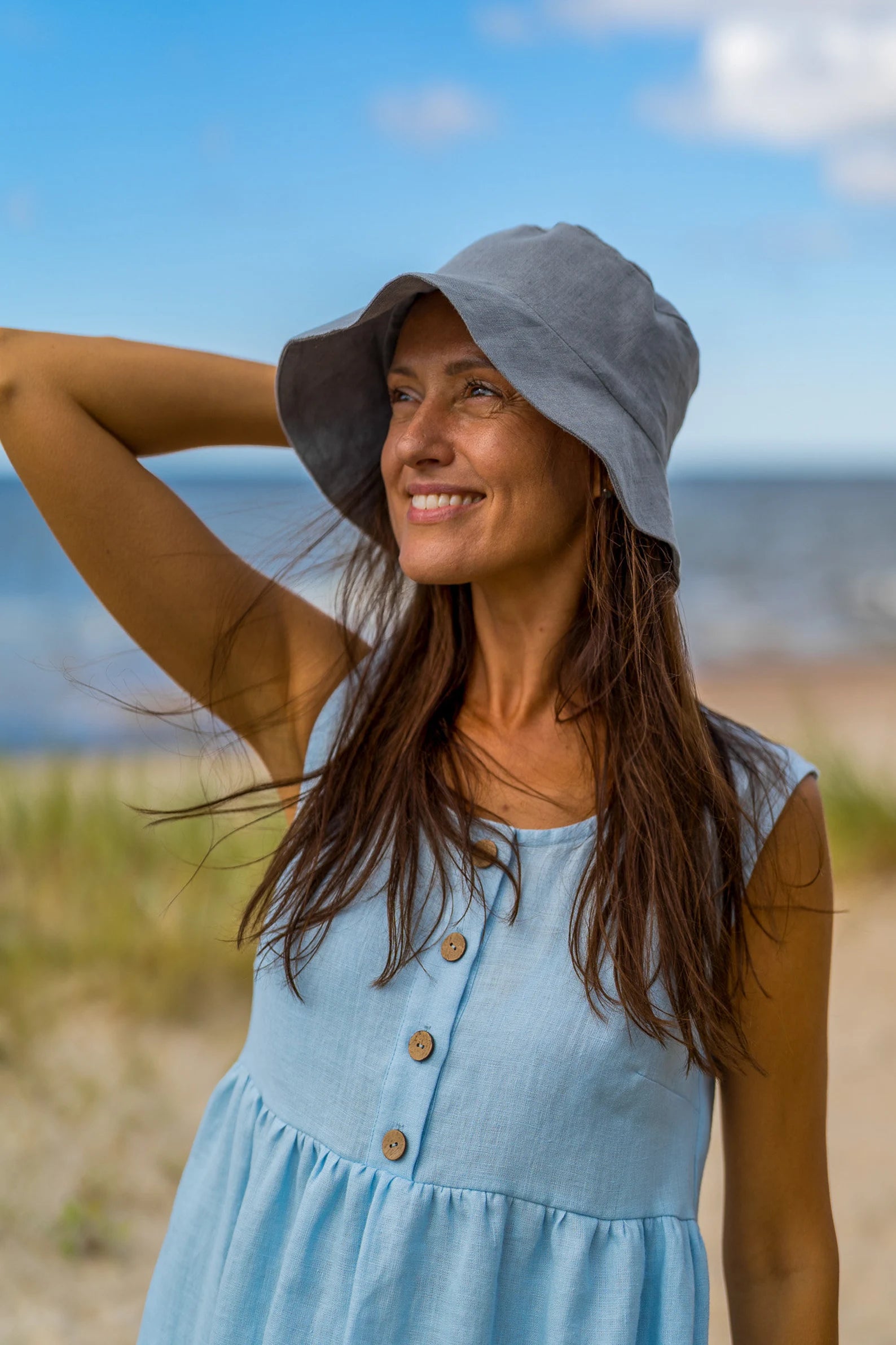 Grey Linen Bucket Hat 1 - Daily Linen