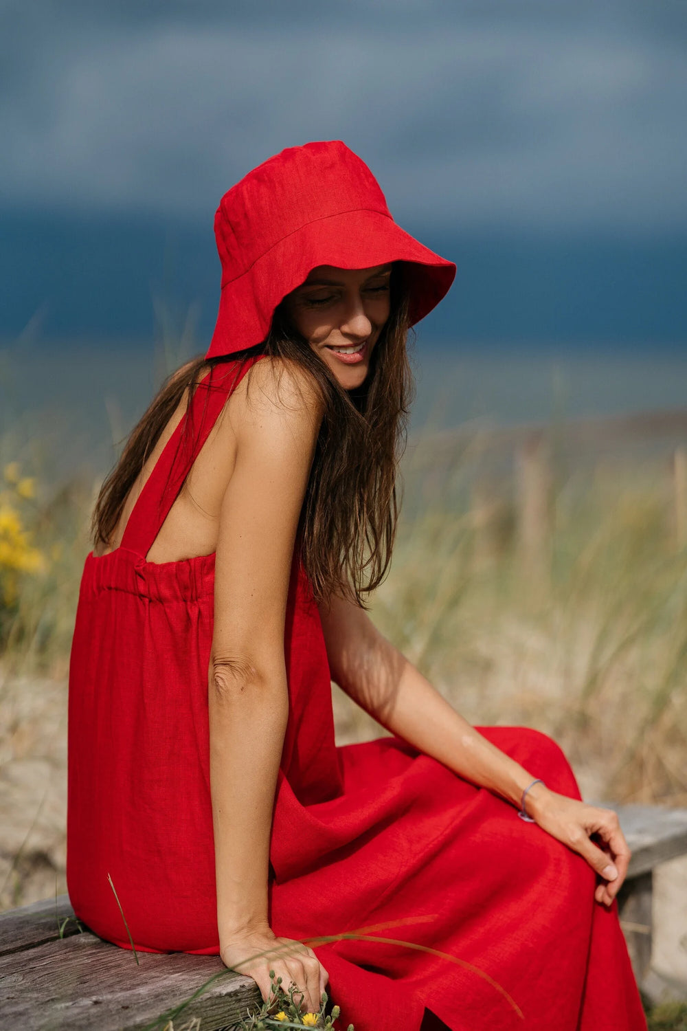 Red Linen Bucket Hat 2 - Daily Linen