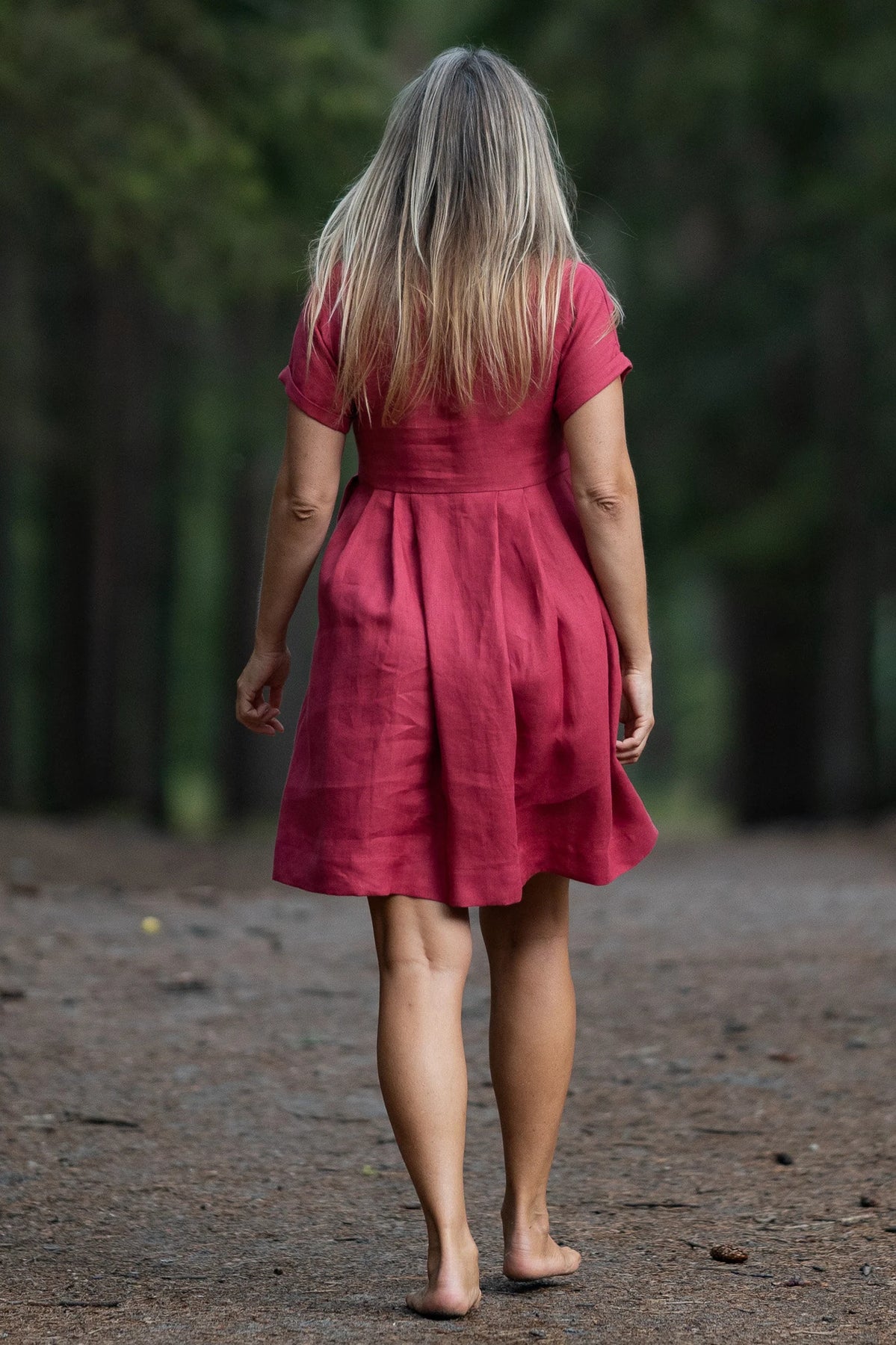 Linen Button Down Dress LAURA In Raspberry DailyLinen Linen Button Down Dress LAURA In Raspberry DailyLinen