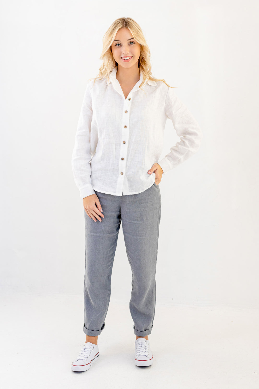 White Linen Buttoned Shirt Lulu 1 - Daily Linen