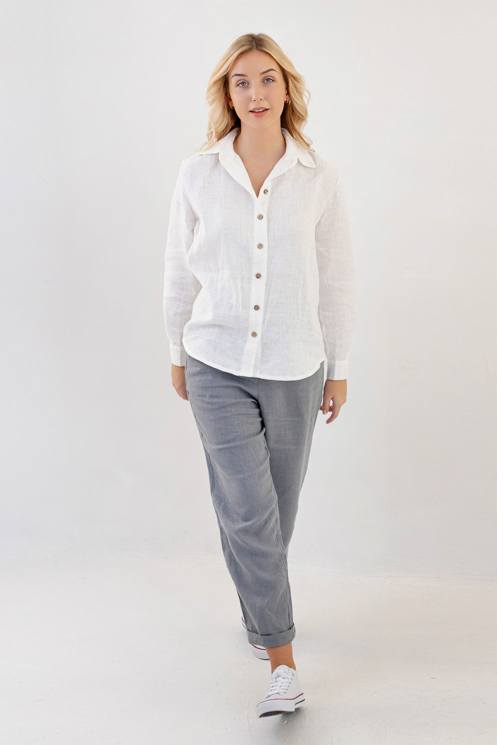 White Linen Buttoned Shirt Lulu 2 - Daily Linen