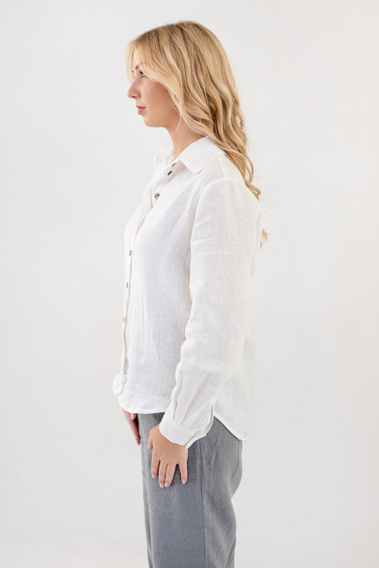White Linen Buttoned Shirt Lulu 5 - Daily Linen