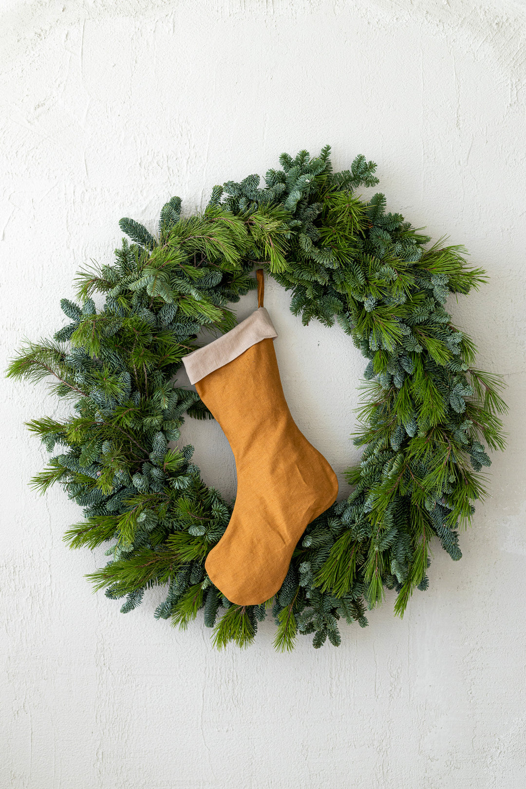 Linen Christmas Stocking Amber Yellow Color - Daily Linen