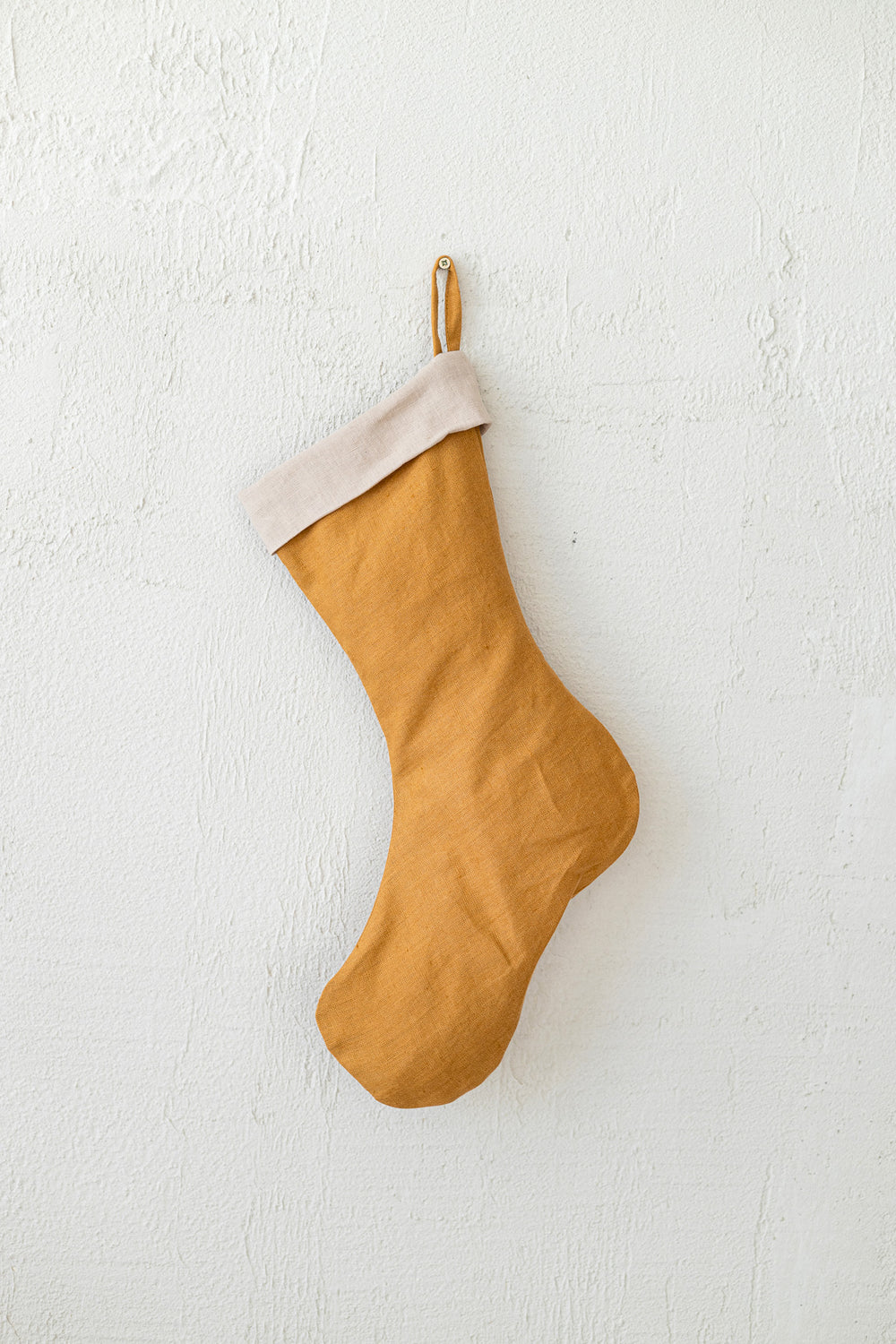 Linen Christmas Stocking Amber Yellow Color 2 - Daily Linen