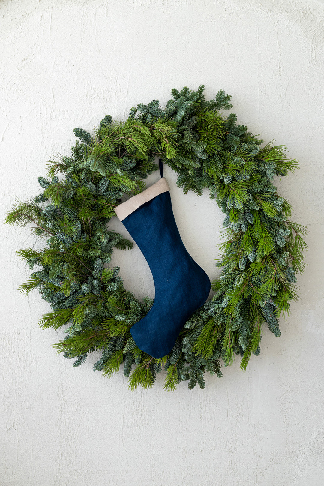 Linen Christmas Stocking Midnight Blue Color - Daily Linen