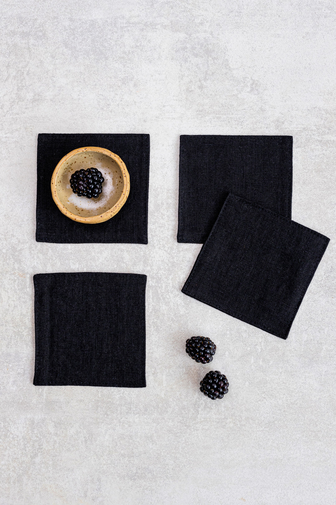 Set of 4 Black Linen Coasters - Daily Linen