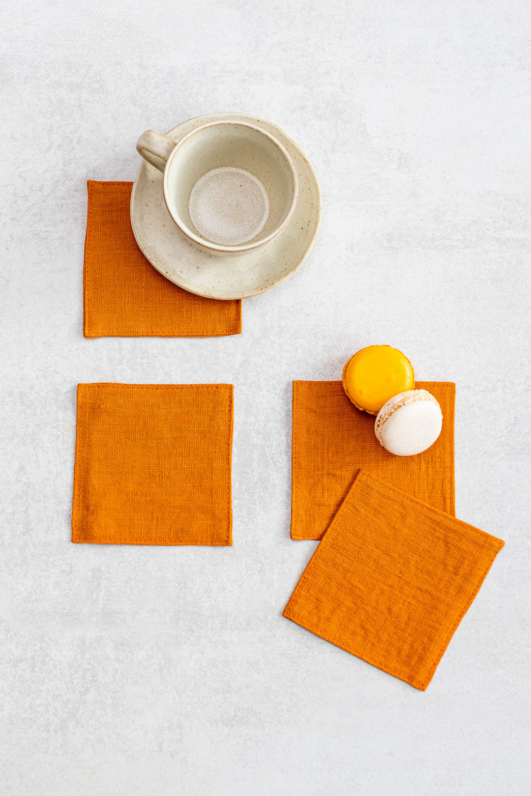 Linen Coasters Set Of 4 In Mustard Color - Daily Linen
