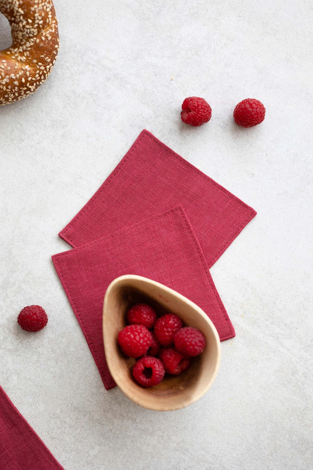Linen Coasters Set Of 4 In Raspberry 1 | Daily Linen