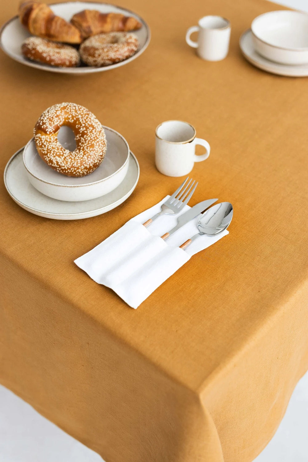 Linen Cutlery Holders Set of 2 In White 1 | Daily Linen