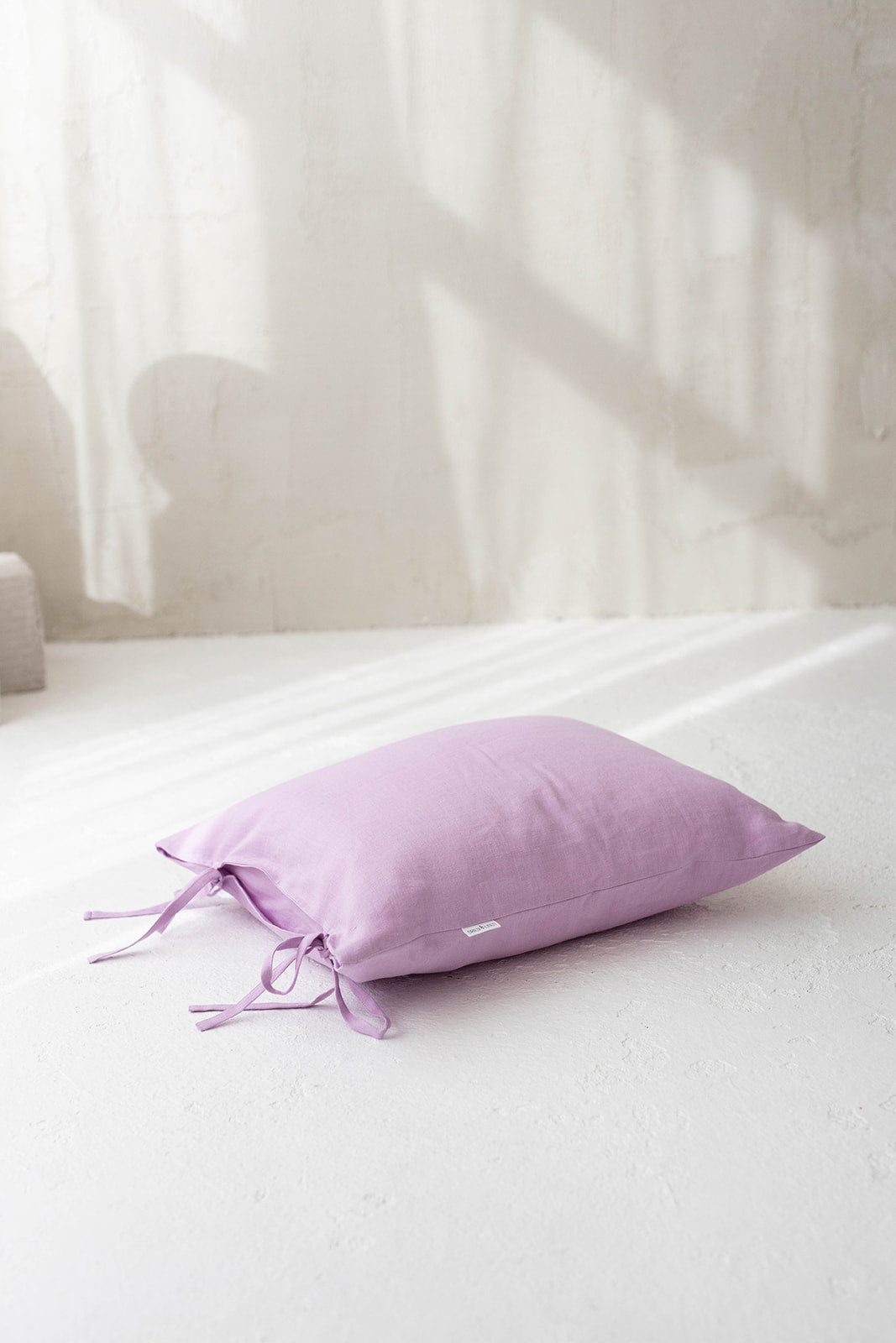 Linen Pillowcase With Ties In Lavender Color 1 - Daily Linen