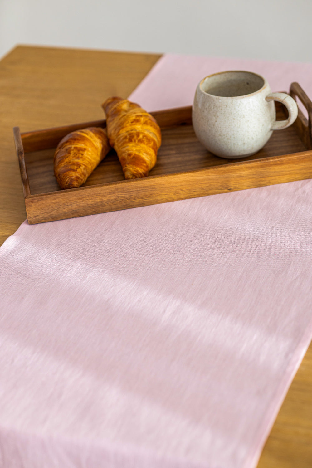 Linen Table Runner On Table In Dusty Rose Color 1 - Daily Linen