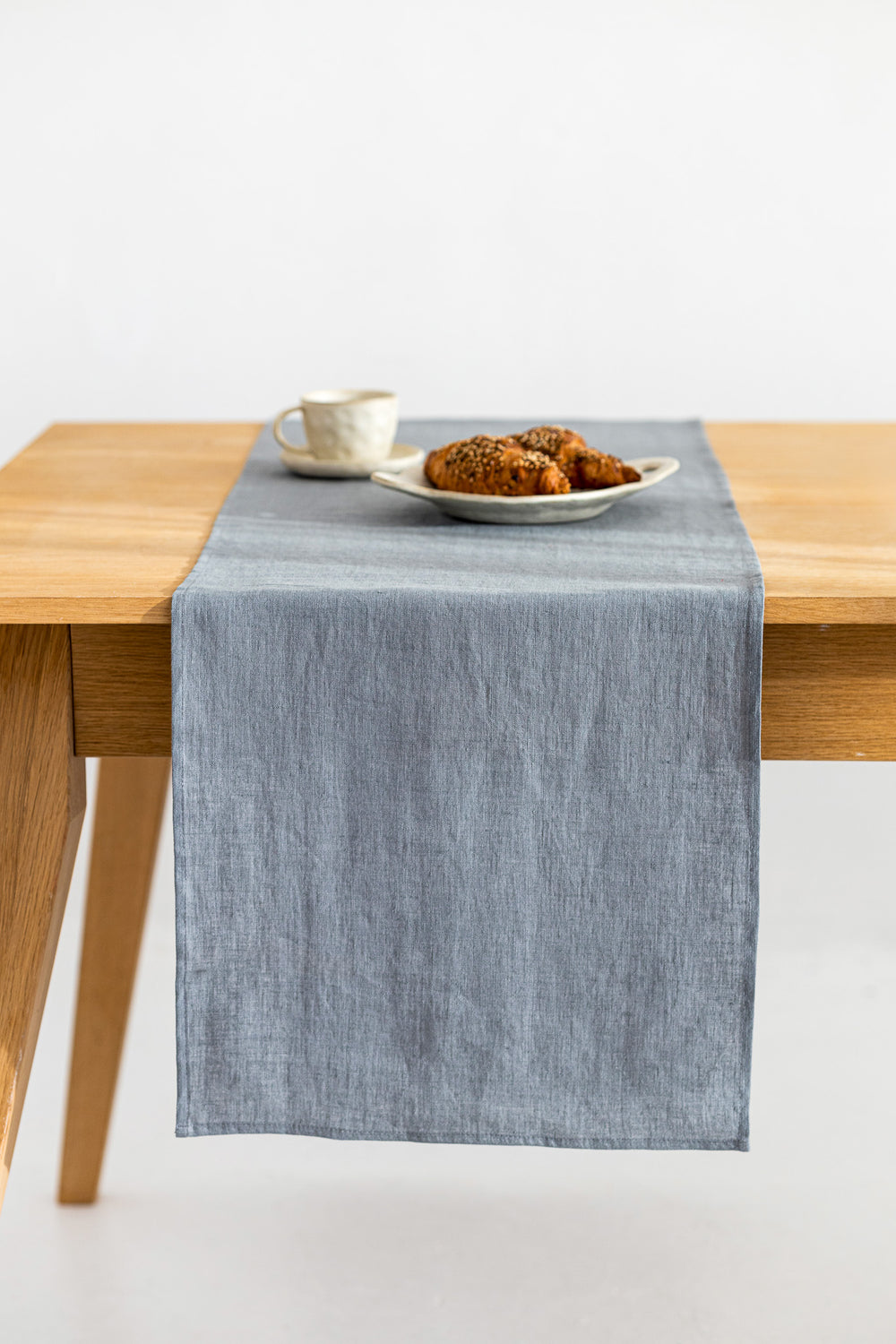 Linen Table Runner On Table In Grey Color 1 - Daily Linen