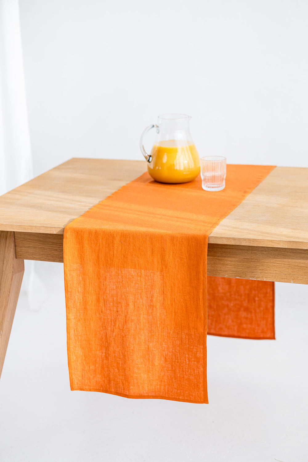 Linen Table Runner On Table In Mustard Color 1 - Daily Linen