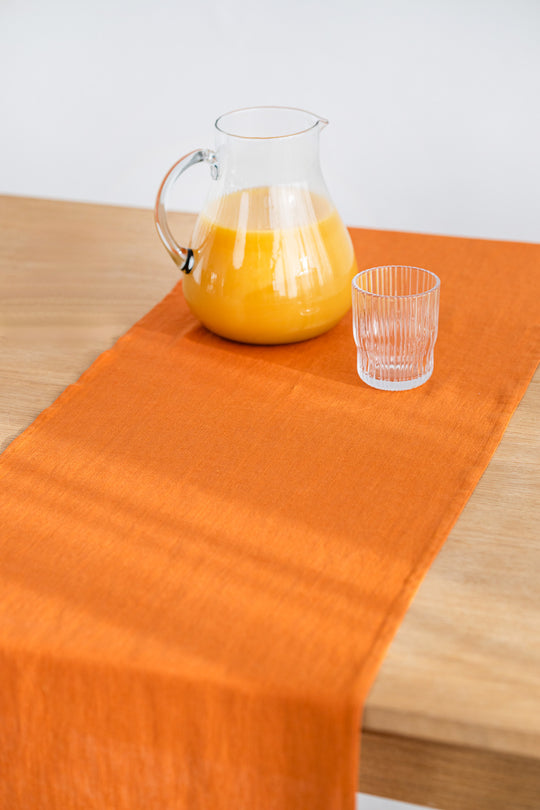 Linen Table Runner On Table In Mustard Color 2 - Daily Linen