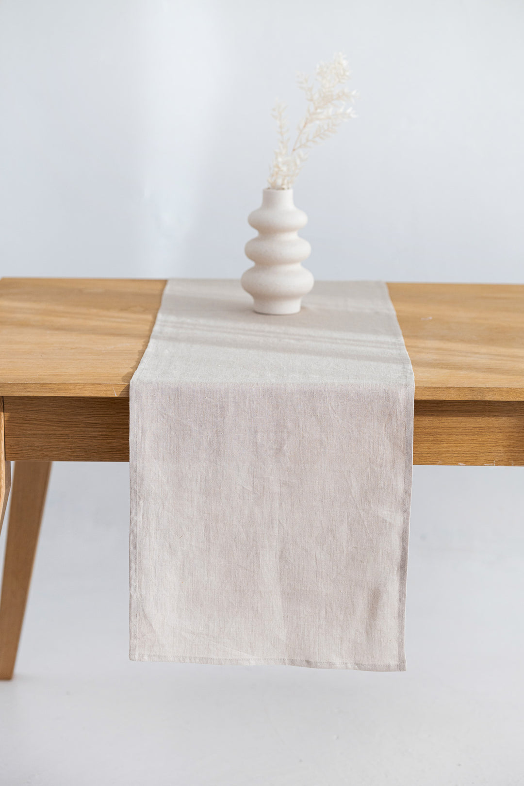Linen Table Runner On Table In Natural Color - Daily Linen