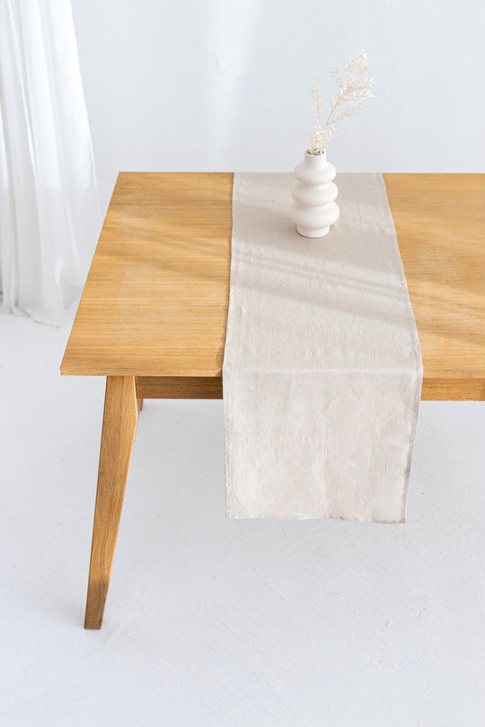 Linen Table Runner On Table In Natural Color 2 - Daily Linen