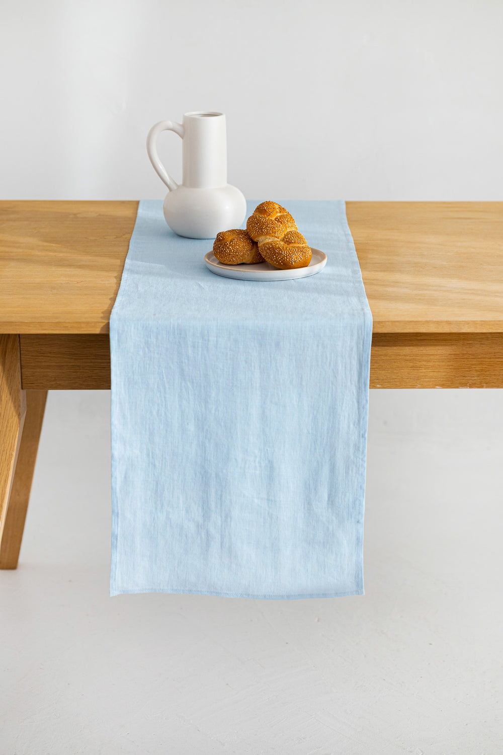 Table Decorated With Sky Blue Color Linen Table Runner 1 - Daily Linen