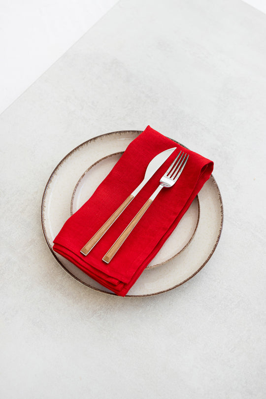 Linen Napkins Set Of 2 In Red Color 2 - Daily Linen