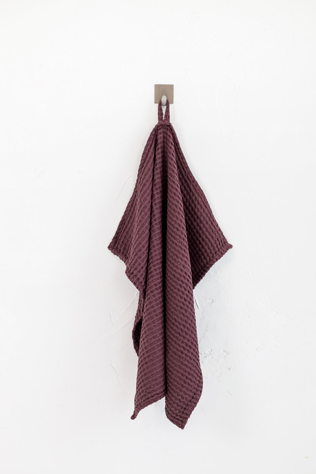 Hanging Linen Waffle Kitchen Towel In Red Wine Color - Daily Linen