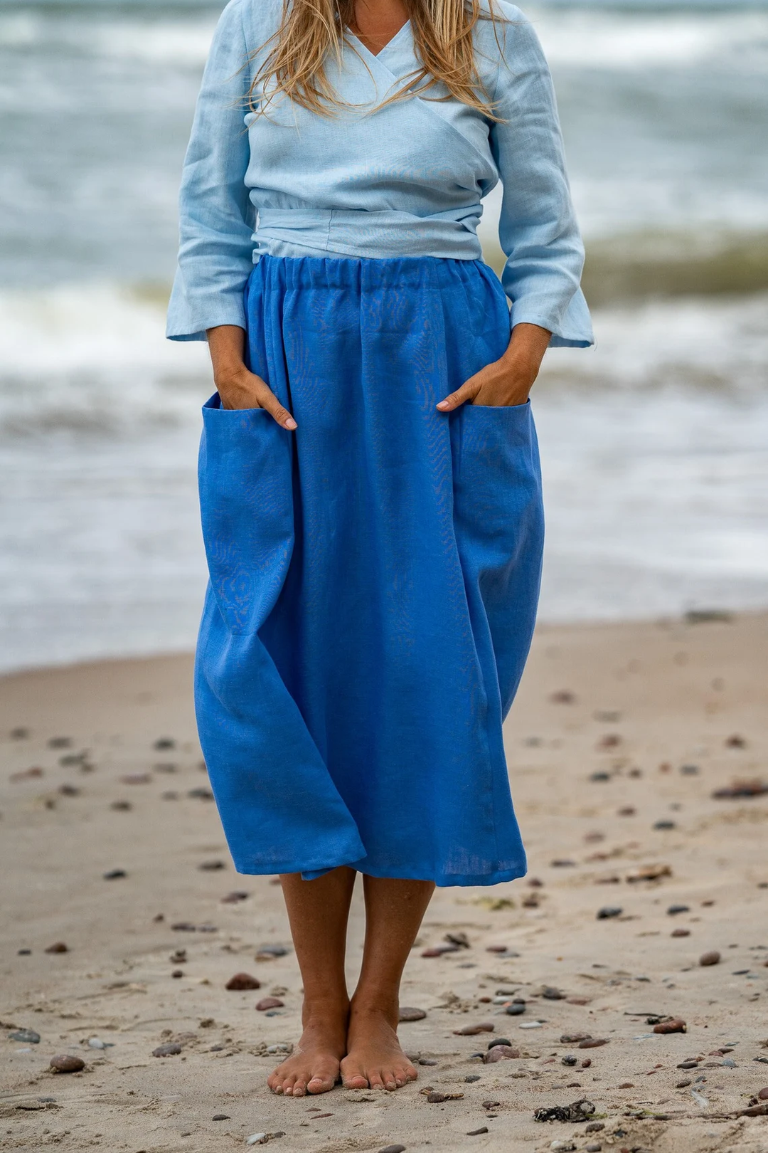 Deep Pockets MIDI Linen Skirt