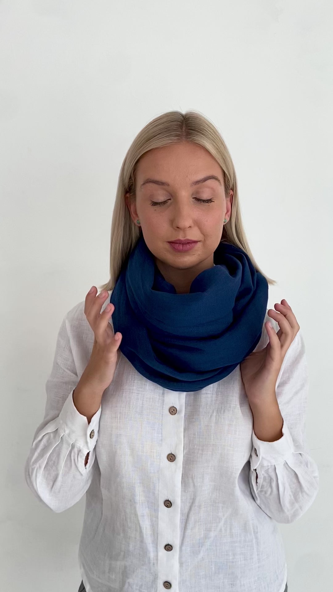 Midnight Blue Linen Scarf