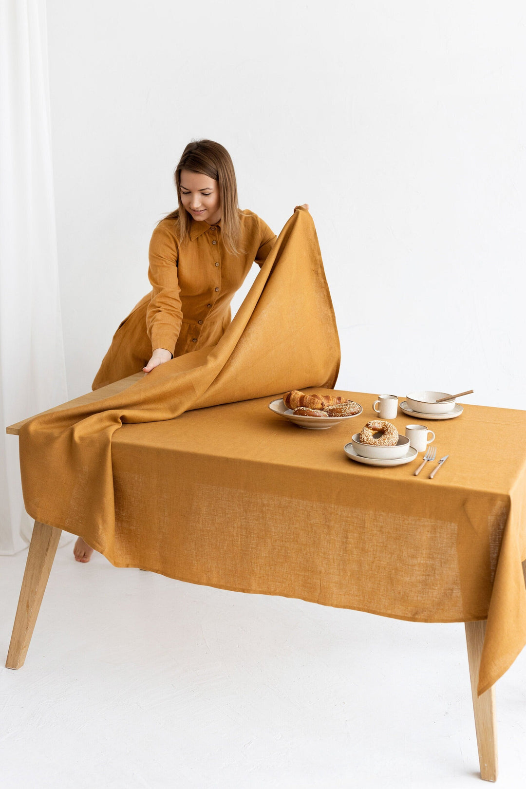 Amber Yellow Linen Tablecloth | Daily Linen