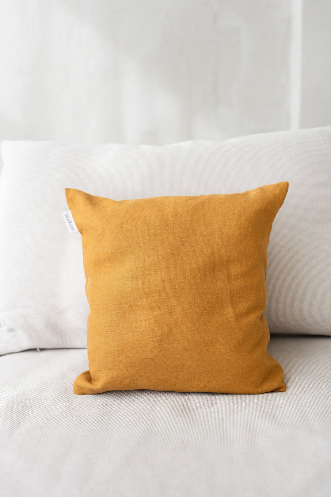 Deco Pillow Linen Cover In Amber Yellow Color - Daily Linen