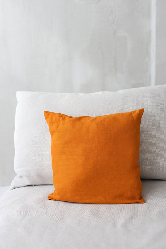 Deco Pillow Linen Cover In Mustard Color - Daily Linen