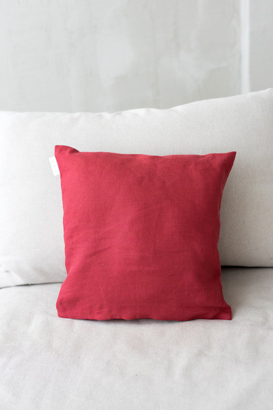 Deco Pillow Linen Cover In Raspberry Color - Daily Linen